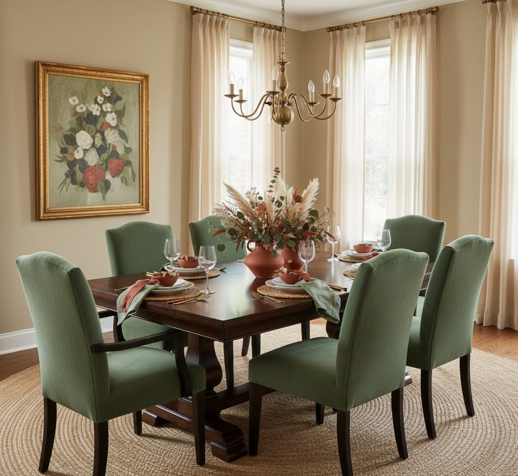 Formal dining room with elegant details